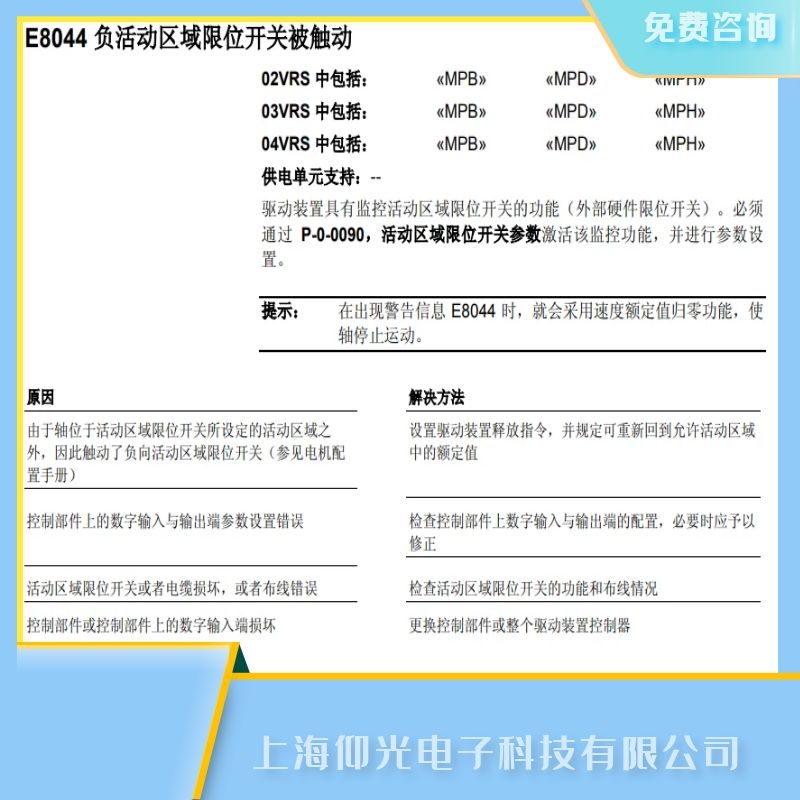 rexroth博世力士樂伺服驅(qū)動器報E8044故障維修